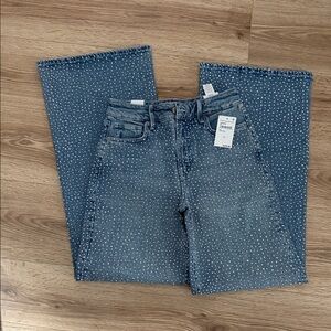 Good American Blue Studded Flare Jeans
